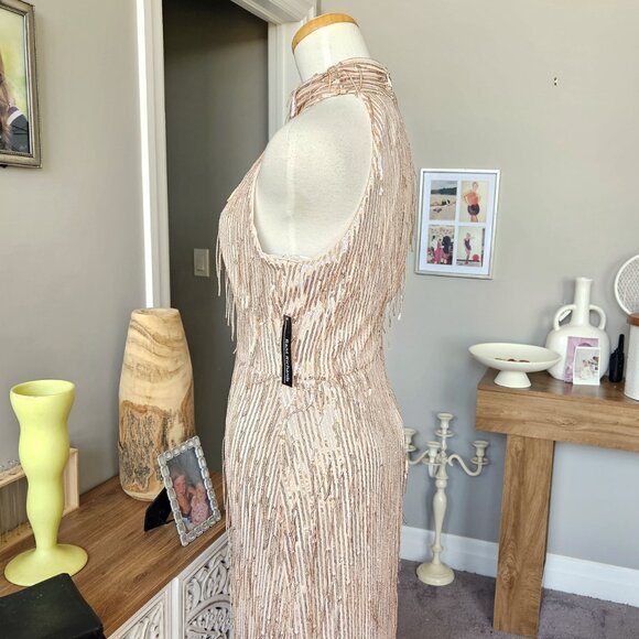 NWT R&M Richards Gold Sequin Maxi Dress, Sz 10 - Picture 10 of 11